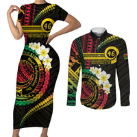Vanuatu Independence Day Couples Matching Short Sleeve Bodycon Dress and Long Sleeve Button Shirt Yumi 46th Hapi Indipendens Dei LT01 Black - Polynesian Pride