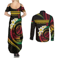 Vanuatu Independence Day Couples Matching Summer Maxi Dress and Long Sleeve Button Shirt Yumi 45th Hapi Indipendens Dei LT01 - Polynesian Pride
