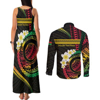 Vanuatu Independence Day Couples Matching Tank Maxi Dress and Long Sleeve Button Shirt Yumi 45th Hapi Indipendens Dei LT01 - Polynesian Pride
