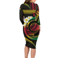Vanuatu Independence Day Family Matching Long Sleeve Bodycon Dress and Hawaiian Shirt Yumi 46th Hapi Indipendens Dei LT01 - Polynesian Pride