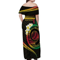 Vanuatu Independence Day Off Shoulder Maxi Dress Yumi 45th Hapi Indipendens Dei LT01 - Polynesian Pride