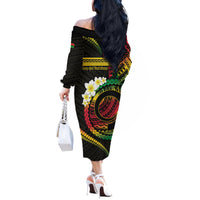 Vanuatu Independence Day Off The Shoulder Long Sleeve Dress Yumi 46th Hapi Indipendens Dei LT01 - Polynesian Pride