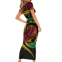 Vanuatu Independence Day Short Sleeve Bodycon Dress Yumi 45th Hapi Indipendens Dei LT01