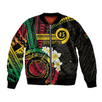 Vanuatu Independence Day Sleeve Zip Bomber Jacket Yumi 45th Hapi Indipendens Dei LT01 Unisex Black - Polynesian Pride
