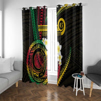 Vanuatu Independence Day Window Curtain Yumi 45th Hapi Indipendens Dei LT01 With Grommets Black - Polynesian Pride