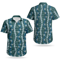 Pikake Maile Tiare Lei Couples Matching Short Sleeve Bodycon Dress and Hawaiian Shirt Polu Lauhala Pattern LT01 - Polynesian Pride