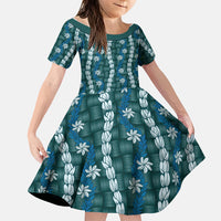Pikake Maile Tiare Lei Family Matching Off Shoulder Maxi Dress and Hawaiian Shirt Polu Lauhala Pattern