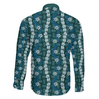 Pikake Maile Tiare Lei Family Matching Puletasi and Hawaiian Shirt Polu Lauhala Pattern LT01 Son's Shirt Blue - Polynesian Pride