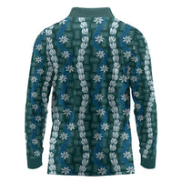 Pikake Maile Tiare Lei Long Sleeve Polo Shirt Polu Lauhala Pattern