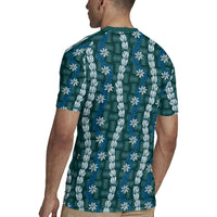 Pikake Maile Tiare Lei Rugby Jersey Polu Lauhala Pattern
