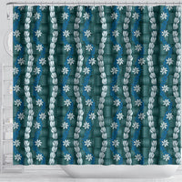 Pikake Maile Tiare Lei Shower Curtain Polu Lauhala Pattern
