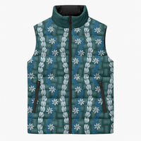Pikake Maile Tiare Lei Sleeveless Puffer Jacket Polu Lauhala Pattern
