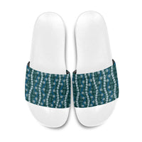 Pikake Maile Tiare Lei Slide Sandals Polu Lauhala Pattern