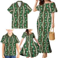 Pikake Maile Tiare Lei Family Matching Mermaid Dress and Hawaiian Shirt Omaomao Lauhala Pattern LT01 - Polynesian Pride