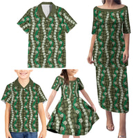 Pikake Maile Tiare Lei Family Matching Puletasi and Hawaiian Shirt Omaomao Lauhala Pattern LT01 - Polynesian Pride
