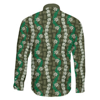 Pikake Maile Tiare Lei Family Matching Puletasi and Hawaiian Shirt Omaomao Lauhala Pattern LT01 Son's Shirt Green - Polynesian Pride