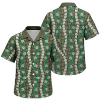 Pikake Maile Tiare Lei Family Matching Tank Maxi Dress and Hawaiian Shirt Omaomao Lauhala Pattern LT01 Son's Shirt Green - Polynesian Pride