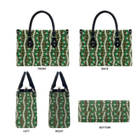 Pikake Maile Tiare Lei Leather Bag Omaomao Lauhala Pattern
