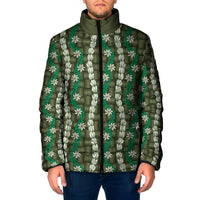 Pikake Maile Tiare Lei Padded Jacket Omaomao Lauhala Pattern
