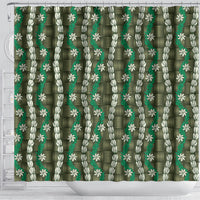 Pikake Maile Tiare Lei Shower Curtain Omaomao Lauhala Pattern
