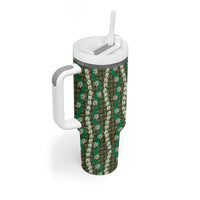 Pikake Maile Tiare Lei Tumbler With Handle Omaomao Lauhala Pattern