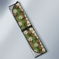 Pikake Maile Tiare Lei Auto Sun Shade Natural Lauhala Pattern