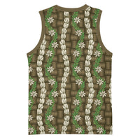 Pikake Maile Tiare Lei Basketball Jersey Natural Lauhala Pattern