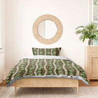 Pikake Maile Tiare Lei Bedding Set Natural Lauhala Pattern