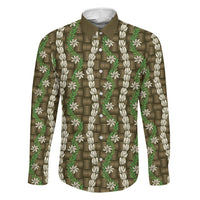 Pikake Maile Tiare Lei Family Matching Long Sleeve Bodycon Dress and Hawaiian Shirt Natural Lauhala Pattern LT01 Daughter's Dress Brown - Polynesian Pride