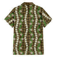 Pikake Maile Tiare Lei Family Matching Mermaid Dress and Hawaiian Shirt Natural Lauhala Pattern LT01 Dad's Shirt - Long Sleeve Brown - Polynesian Pride