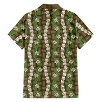 Pikake Maile Tiare Lei Family Matching Puletasi and Hawaiian Shirt Natural Lauhala Pattern LT01 Dad's Shirt - Long Sleeve Brown - Polynesian Pride