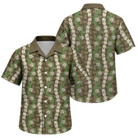 Pikake Maile Tiare Lei Family Matching Short Sleeve Bodycon Dress and Hawaiian Shirt Natural Lauhala Pattern LT01 Son's Shirt Brown - Polynesian Pride