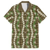 Pikake Maile Tiare Lei Hawaiian Shirt Natural Lauhala Pattern LT01 Brown - Polynesian Pride