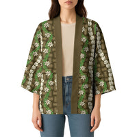 Pikake Maile Tiare Lei Kimono Natural Lauhala Pattern