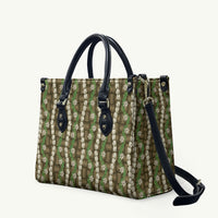 Pikake Maile Tiare Lei Leather Bag Natural Lauhala Pattern
