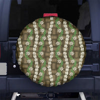 Pikake Maile Tiare Lei Spare Tire Cover Natural Lauhala Pattern