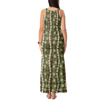 Pikake Maile Tiare Lei Tank Maxi Dress Natural Lauhala Pattern LT01 - Polynesian Pride