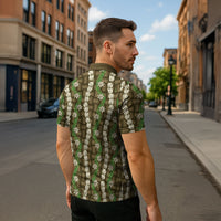 Pikake Maile Tiare Lei Zipper Polo Shirt Natural Lauhala Pattern LT01 - Polynesian Pride