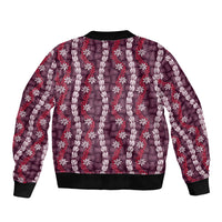 Pikake Maile Tiare Lei Bomber Jacket Akala Lauhala Pattern
