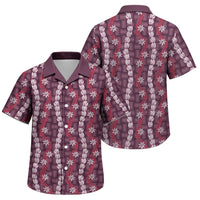 Pikake Maile Tiare Lei Family Matching Off Shoulder Maxi Dress and Hawaiian Shirt Akala Lauhala Pattern LT01 Son's Shirt Pink - Polynesian Pride