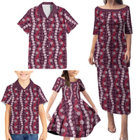 Pikake Maile Tiare Lei Family Matching Puletasi and Hawaiian Shirt Akala Lauhala Pattern LT01 - Polynesian Pride