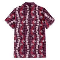 Pikake Maile Tiare Lei Family Matching Puletasi and Hawaiian Shirt Akala Lauhala Pattern LT01 Dad's Shirt - Long Sleeve Pink - Polynesian Pride