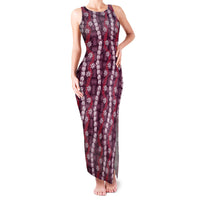 Pikake Maile Tiare Lei Family Matching Tank Maxi Dress and Hawaiian Shirt Akala Lauhala Pattern