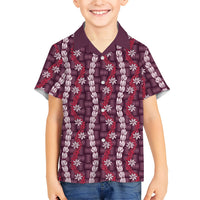 Pikake Maile Tiare Lei Kid Hawaiian Shirt Akala Lauhala Pattern LT01 Kid Pink - Polynesian Pride