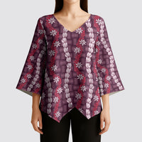 Pikake Maile Tiare Lei Kimono Sleeve Blouse Akala Lauhala Pattern
