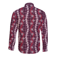 Pikake Maile Tiare Lei Long Sleeve Button Shirt Akala Lauhala Pattern LT01 - Polynesian Pride