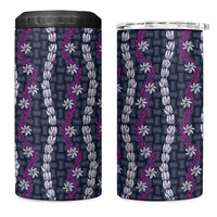 Pikake Maile Tiare Lei 4 in 1 Can Cooler Tumbler Poni Lauhala Pattern