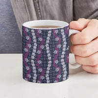 Pikake Maile Tiare Lei Ceramic Mug Poni Lauhala Pattern