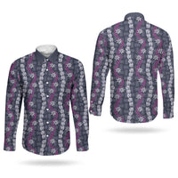 Pikake Maile Tiare Lei Couples Matching Mermaid Dress and Long Sleeve Button Shirt Poni Lauhala Pattern LT01 - Polynesian Pride