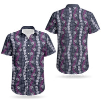 Pikake Maile Tiare Lei Couples Matching Short Sleeve Bodycon Dress and Hawaiian Shirt Poni Lauhala Pattern LT01 - Polynesian Pride